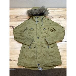 Oakley Women's Small Gold Sherpa Lined Faux Fur Hood Parka Regular Fit Coat